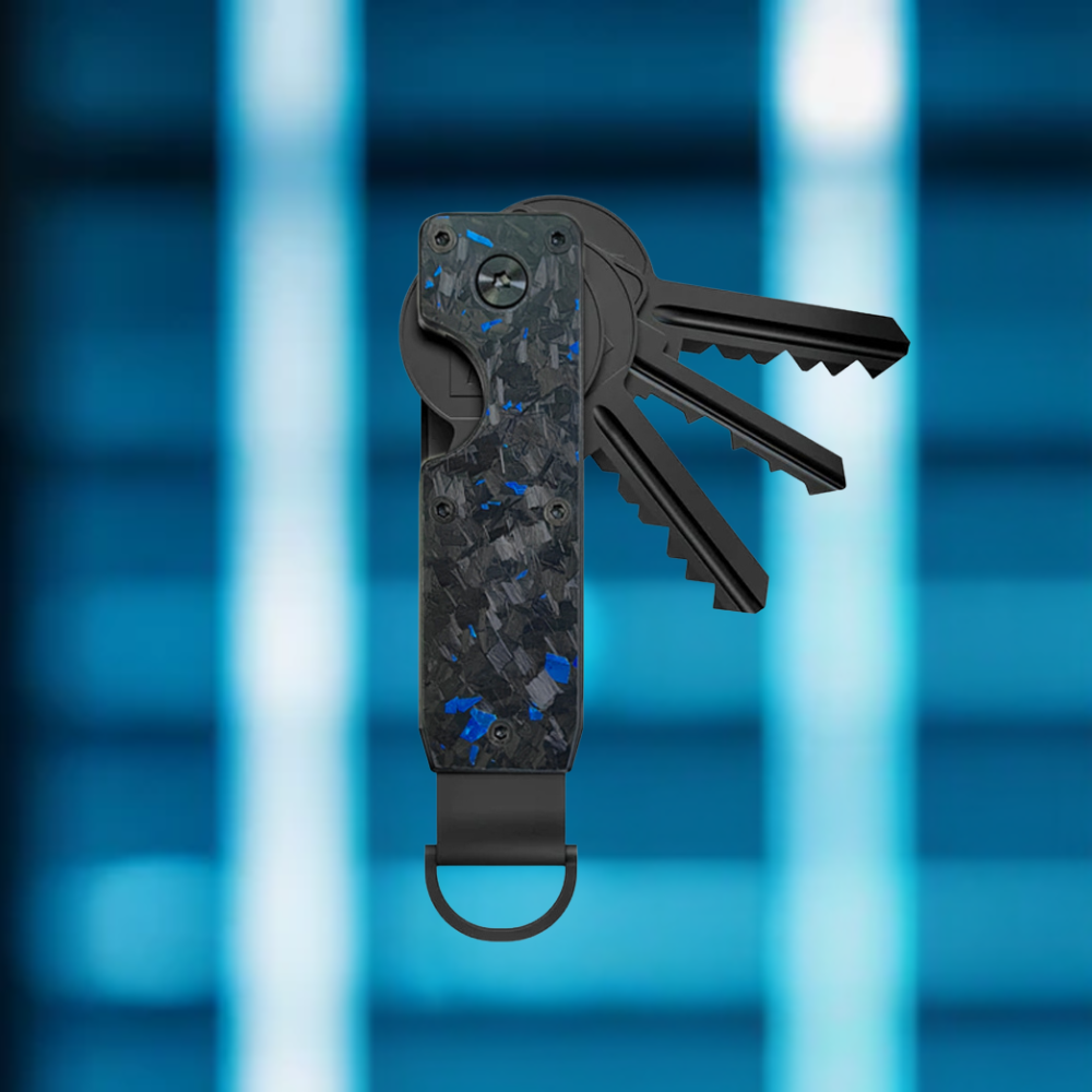 Carbon Fiber Keychain Holder - Blue