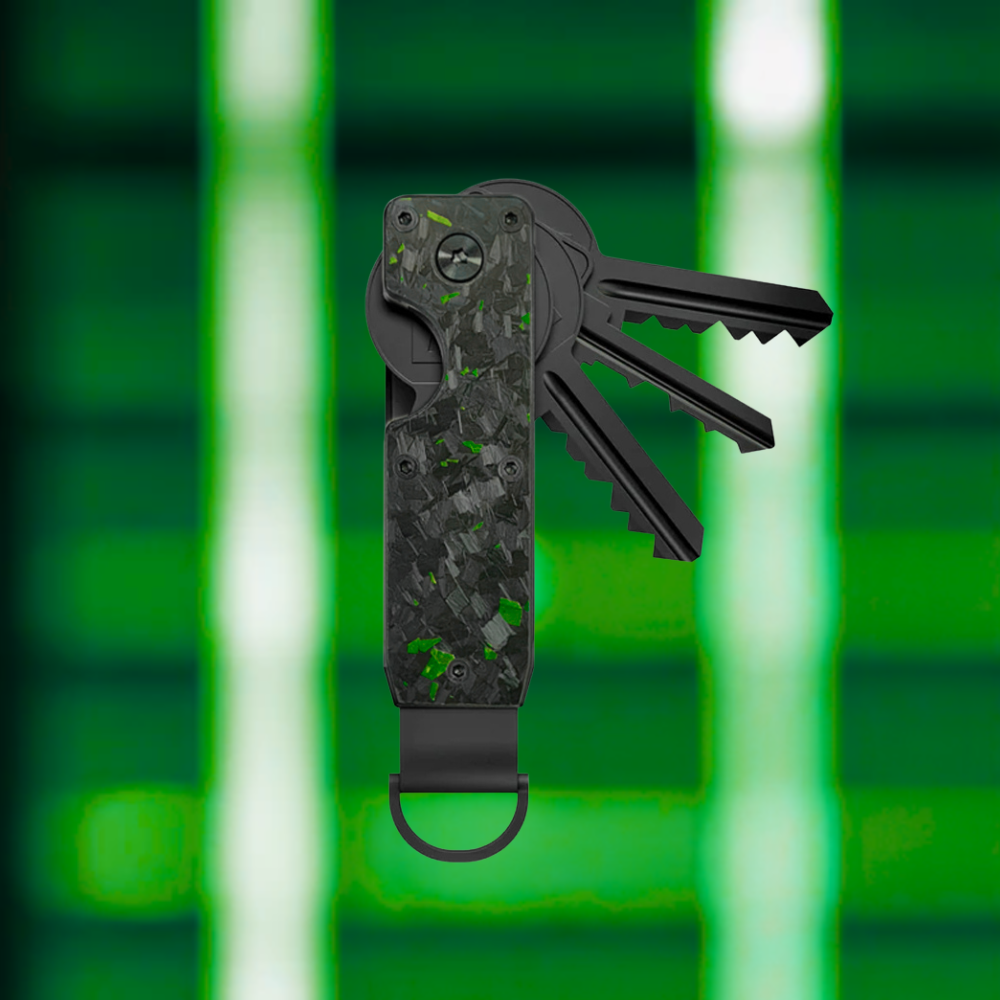 Carbon Fiber Keychain Holder - Green