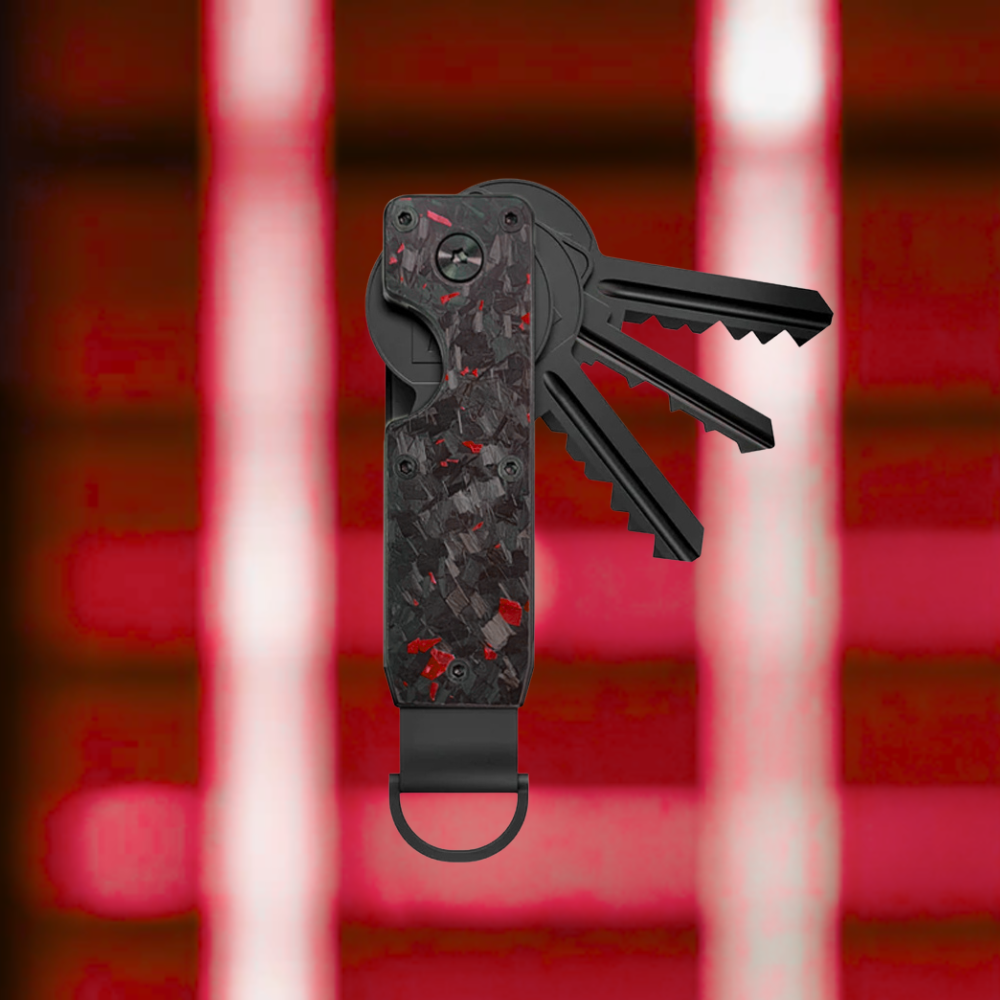Carbon Fiber Keychain Holder - Red