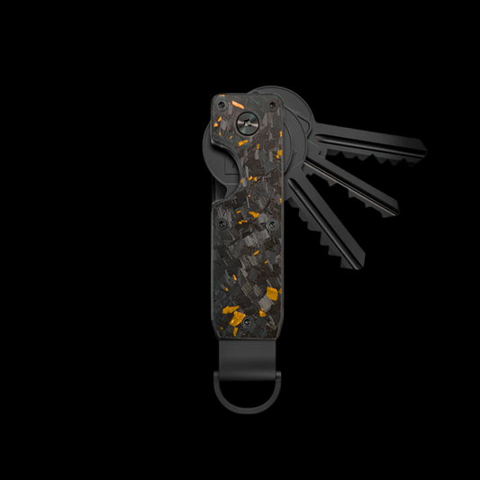 Carbon Fiber Keychain Holder - Gold
