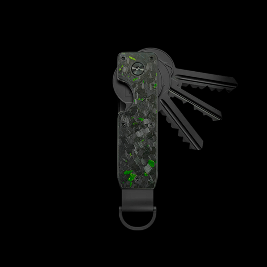 Carbon Fiber Keychain Holder - Green